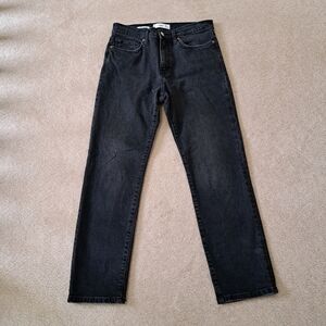 Mango MNG Jeans New Grace Black Wash Women's Denim Size 6 Slim Straight Mid Rise